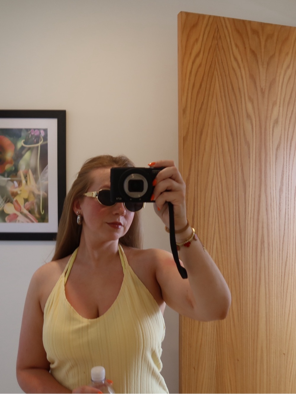 Women’s Halter Ribbed Dress - Butter Yellow - Picture 2 of 4